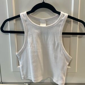 H&M White Fitted Crop Tank Top